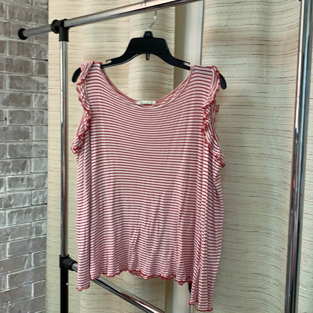 Shoulder-less long sleeve striped top, gently used